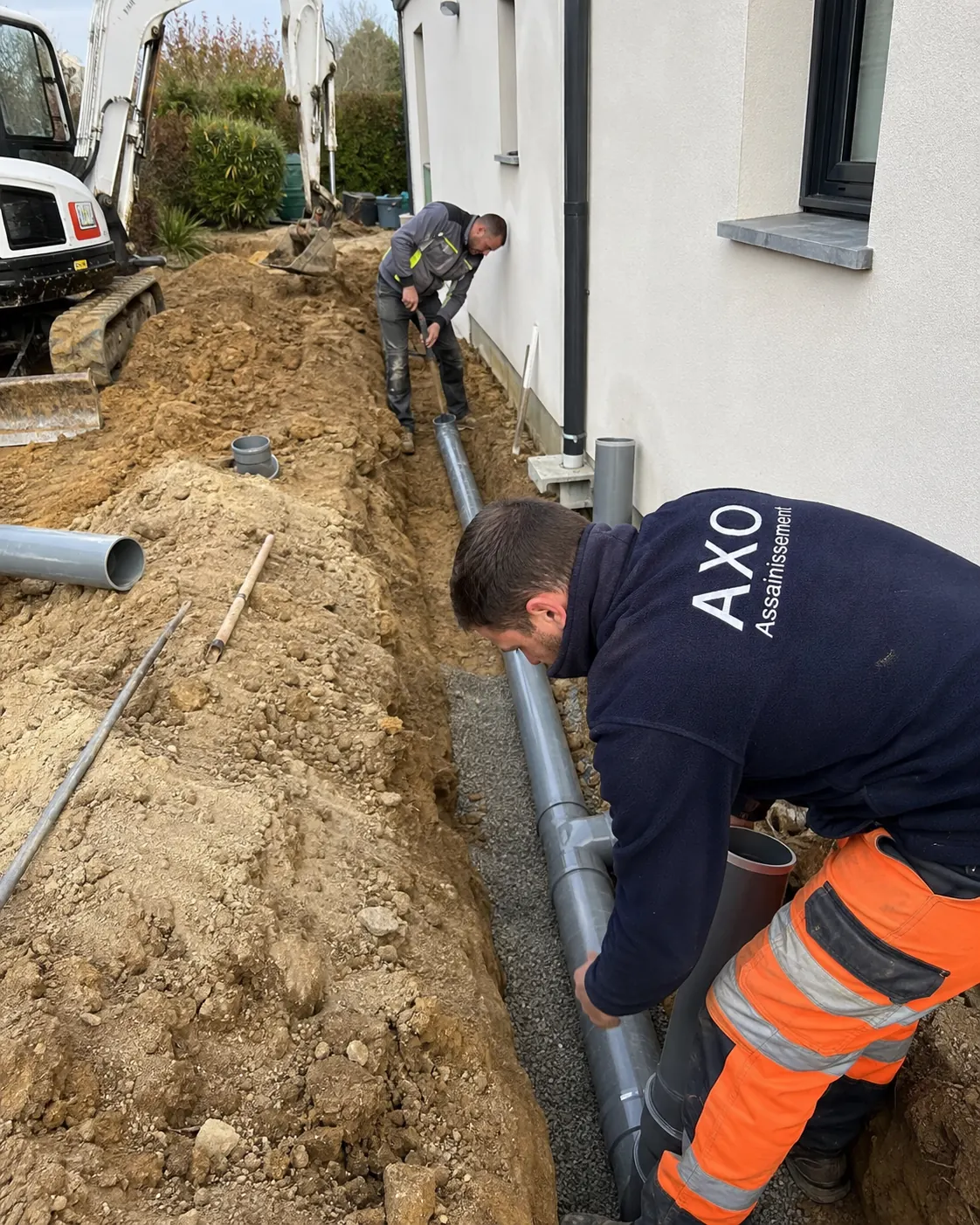 Chantier de terrassement et assainissement en cours